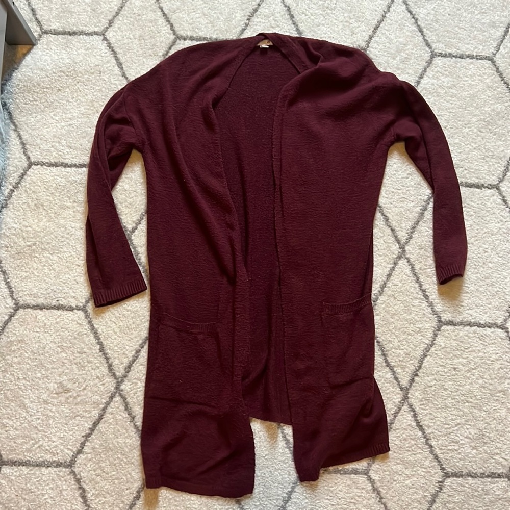 Long Burgundy Cardigan